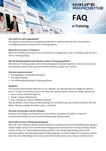 FAQ: e-Training - Haufe Akademie