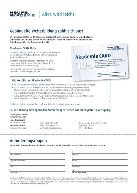 Informationen und Bestellformular - Haufe Akademie