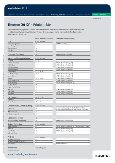 Mediadaten Marketing und Vertrieb 2012 - Mediadaten Haufe ...