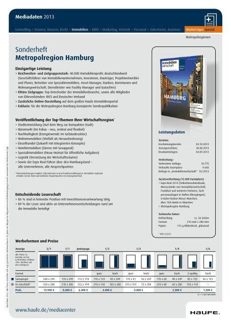 Sonderheft Metropolregion Hamburg - Mediadaten Haufe Lexware