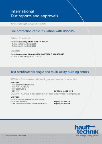 Internationale Pruefberichte und Zulassungen - hauff technik