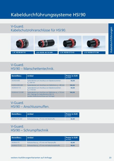 Preisliste 2012. Kabeldurchführungen. - hauff technik