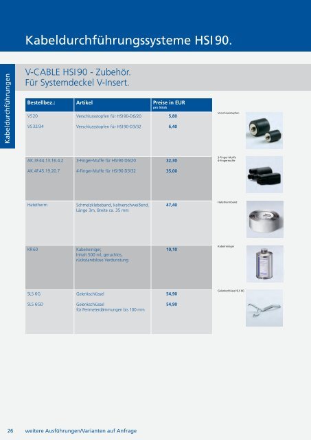 Preisliste 2012. Kabeldurchführungen. - hauff technik