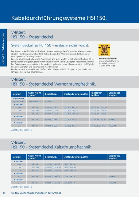 Preisliste 2012. Kabeldurchführungen. - hauff technik