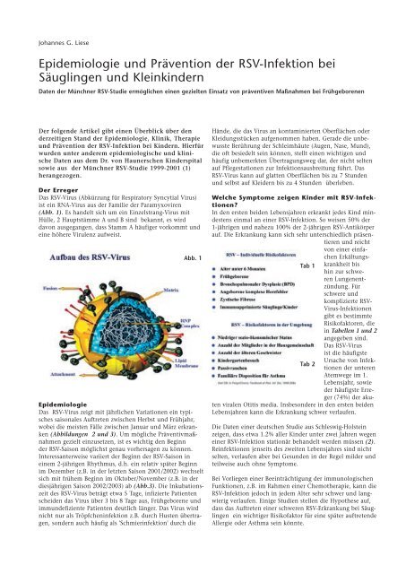 Epidemiologie und Prävention der RSV-Infektion ... - Hauner Journal