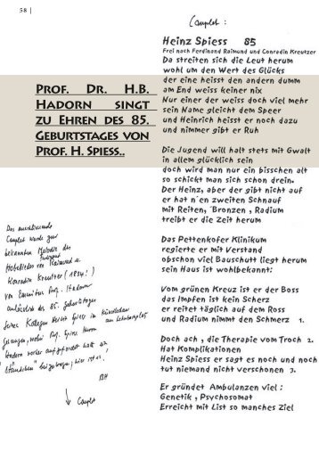 Prof. Dr. H.B. Hadorn singt zu Ehren des 85 ... - Hauner Journal