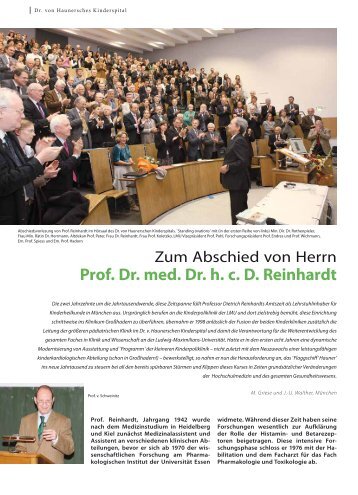 prof. Dr. med. Dr. h. c. D. Reinhardt - Hauner Journal