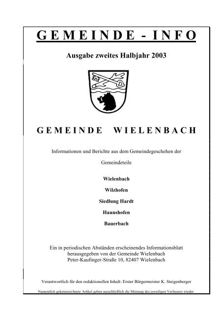 GEMEINDE - INFO Ausgabe zweites Halbjahr 2003 ...