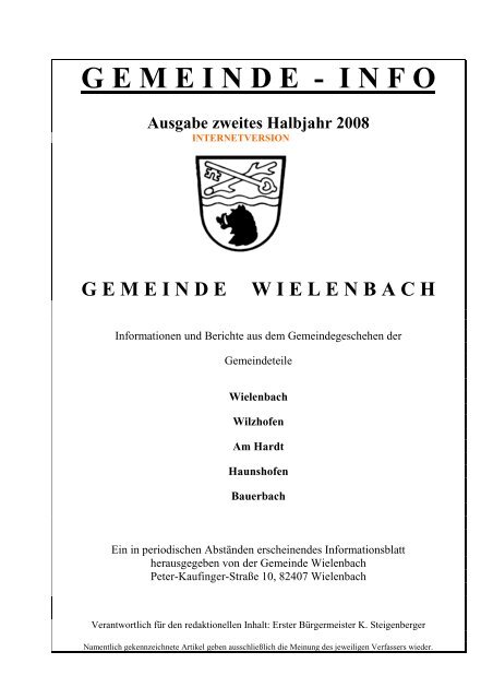 G E M E I N D E  - I N F O - Gemeinde Wielenbach