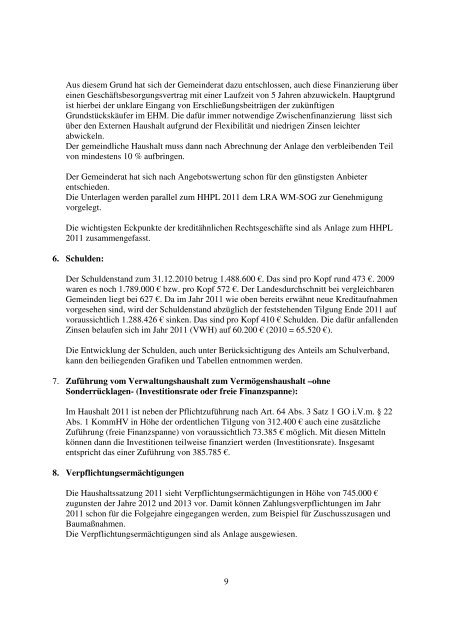 Haushaltssatzung und Plan und Anlagen - Gemeinde Wielenbach