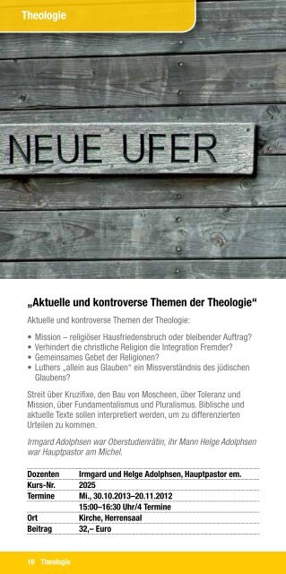 Programmheft Kolleg St. Nikolai 2. Halbjahr 2013 - Hauptkirche St ...