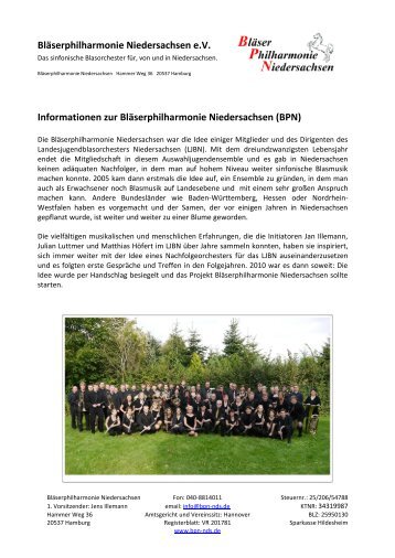 Bläserphilharmonie Niedersachsen eV - Hauptsache Musik