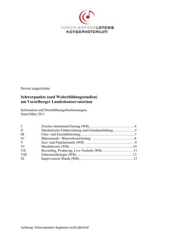 Schwerpunkte - Vorarlberger Landeskonservatorium