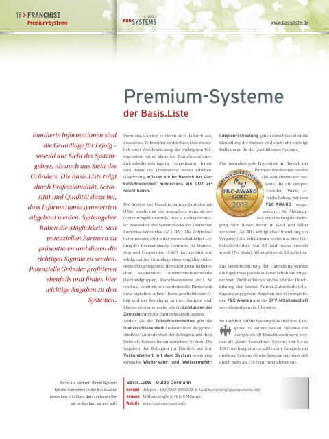 forSYSTEMS Winter 2013 - Fachmagazin für Systemgeber und Systemnehmer