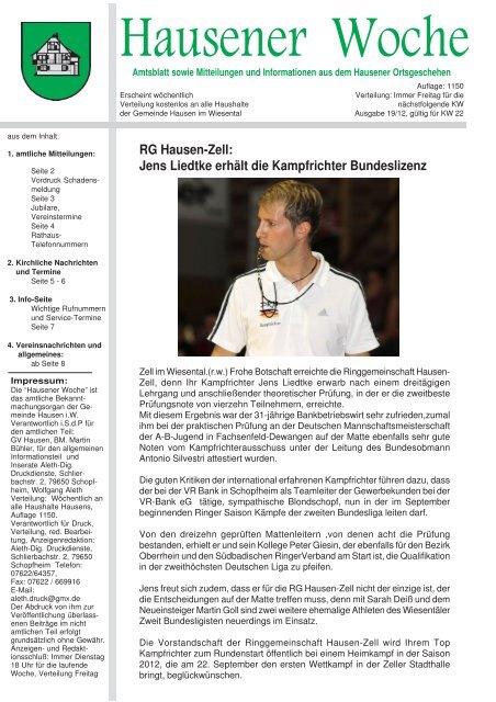 19 Hausener Woche 21 Kw 2012 Pdf Hausen Im Wiesental