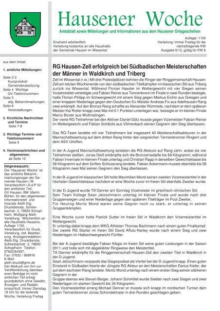 06 Hausener Woche 08 Kw 2012 Pdf Hausen Im Wiesental