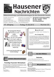 Freitag, 01.06.2012 47. Jahrgang Nummer 22 - Hausen