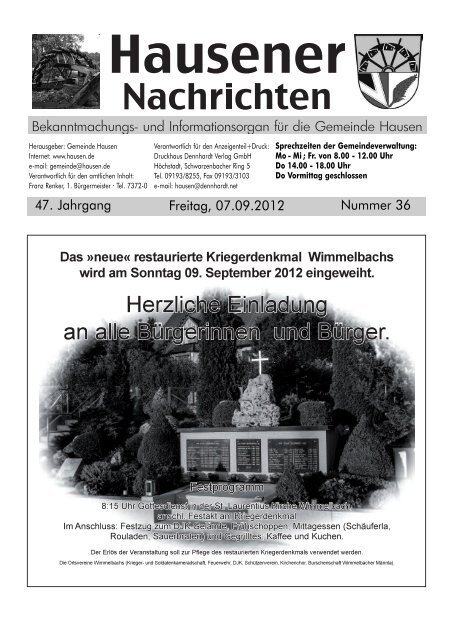 Herzliche Einladung An Alle Burgerinnen Und Burger Hausen