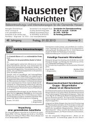 Freitag, 01.02.2013 48. Jahrgang Nummer 5 - Hausen