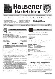 Freitag, 03.05.2013 48. Jahrgang Nummer 18 - Hausen