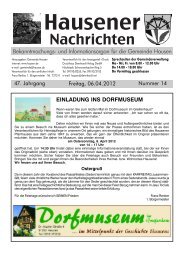 Freitag, 06.04.2012 47. Jahrgang Nummer 14 ... - Hausen