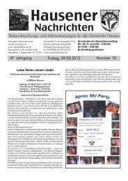 Freitag, 09.03.2012 47. Jahrgang Nummer 10 - Hausen