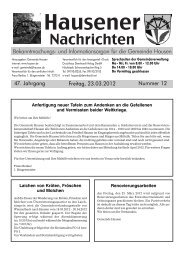 Freitag, 23.03.2012 47. Jahrgang Nummer 12 - Hausen