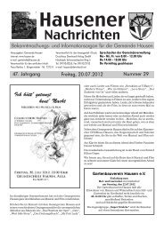 Freitag, 20.07.2012 47. Jahrgang Nummer 29 - Hausen