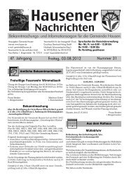 Freitag, 03.08.2012 47. Jahrgang Nummer 31 - Hausen