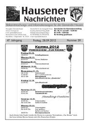 Freitag, 28.09.2012 47. Jahrgang Nummer 39 - Hausen