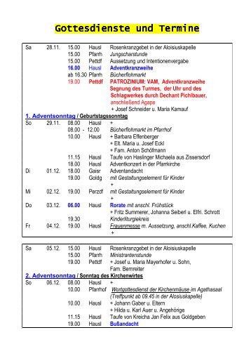 Gottesdienste und Termine Gottesdienste und Termine