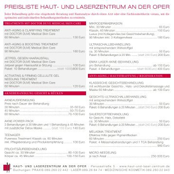 PREISLISTE HAUT- UND LASERZENTRUM AN DER OPER