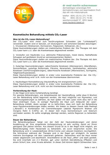 Kosmetische Behandlung mittels CO2-Laser dr ... - Hautarzt-basel.ch