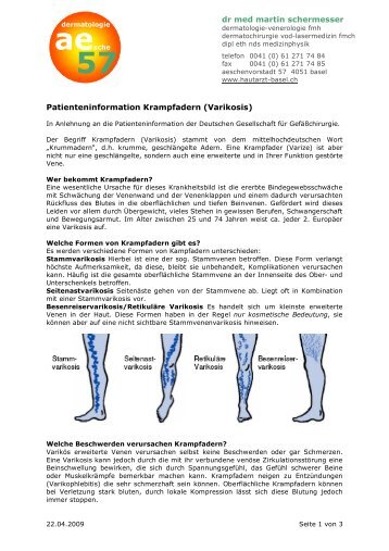 Patienteninformation Krampfadern (Varikosis) dr ... - Hautarzt-basel.ch