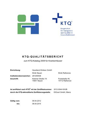 KTQ-QUALITÄTSBERICHT - Havelland Kliniken Unternehmensgruppe