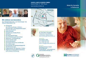 Download Flyer Geriatrie - Havelland Kliniken Unternehmensgruppe