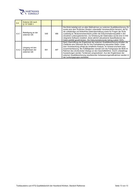 KTQ-Qualitätsbericht Klinik Rathenow - Havelland Kliniken ...