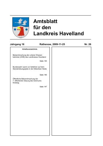 Amtsblatt für den Landkreis Havelland Jg. 16, Heft 26