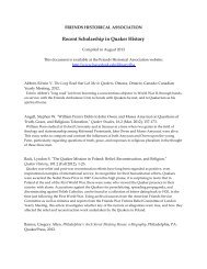 Recent Scholarship in Quaker History - Haverford College