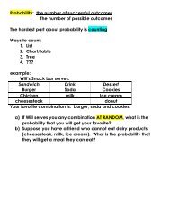 Probability: the number of successful outcomes The number of ...