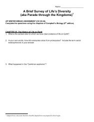 A Brief Survey of Life's Diversity (aka Parade through the Kingdoms)