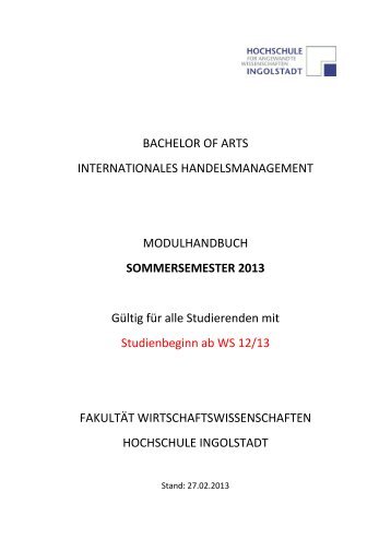 Modulhandbuch - Hochschule Ingolstadt