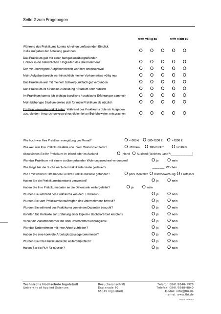 Praxis Evaluation Praktikum BW - Hochschule Ingolstadt