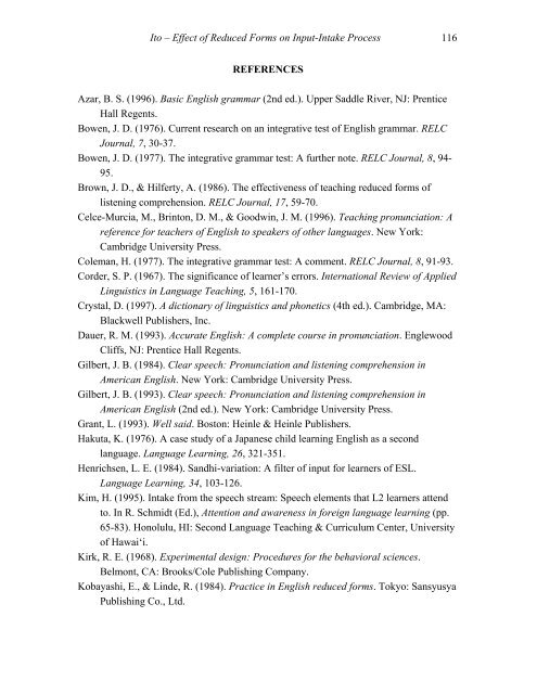 EFFECT OF REDUCED FORMS ON ESL LEARNERS' INPUT ...