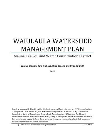 waiulaula watershed management plan - Mauna Kea SWCD