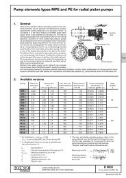 Pump elements types MPE and PE for radial piston pumps