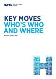 KEY MOVES WHO'S WHO AND WHERE June to October 2010 - Hays