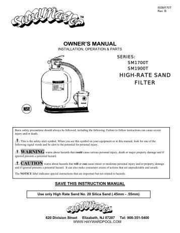 SandMaster™ High-Rate Sand Filter - Models SM1700T ... - Hayward