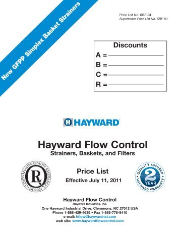 sb series simplex basket strainers - Hayward Flow Control