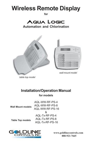 Wireless Remote Display for Aqua Logic - Installation ... - Hayward